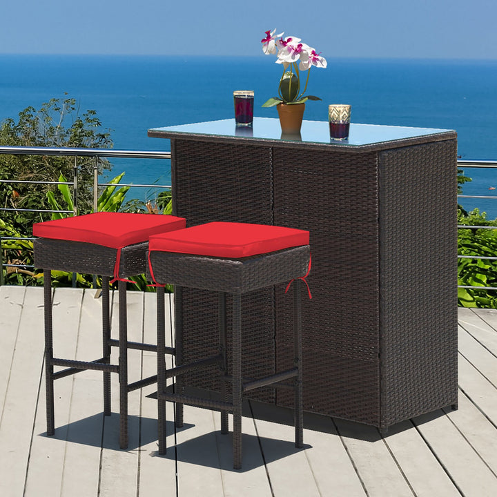 Dreamline Outdoor Bar Sets Garden Patio Bar Sets 1+2 2 Chairs and Table Set Balcony Bar Table Set (Dark Brown)