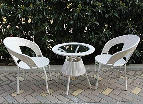 Luv Outdoor Patio Seating Set 2 Chairs and 1 Table Set (White)