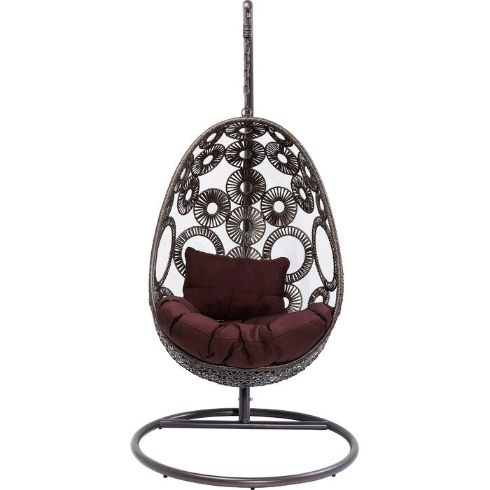 Trevisan Single Seater Hanging Swing With Stand For Balcony , Garden Swing (Dark Brown)