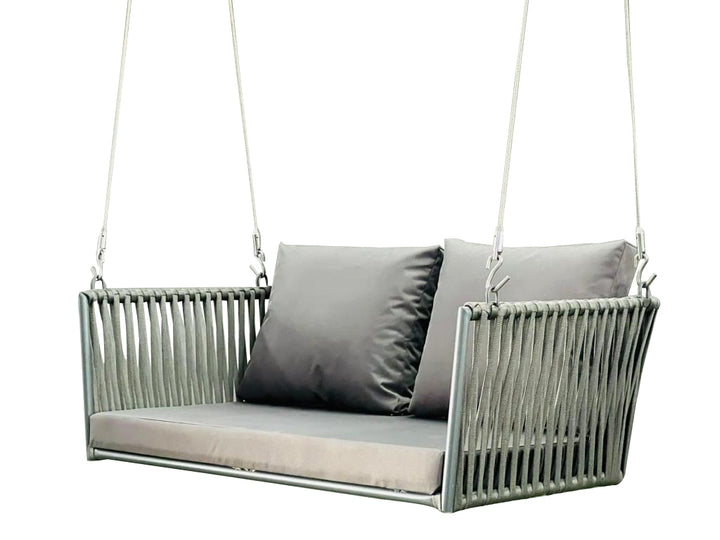 Huda Double Seater Hanging Swing Without Stand For Balcony , Garden Swing (Grey) Braided & Rope