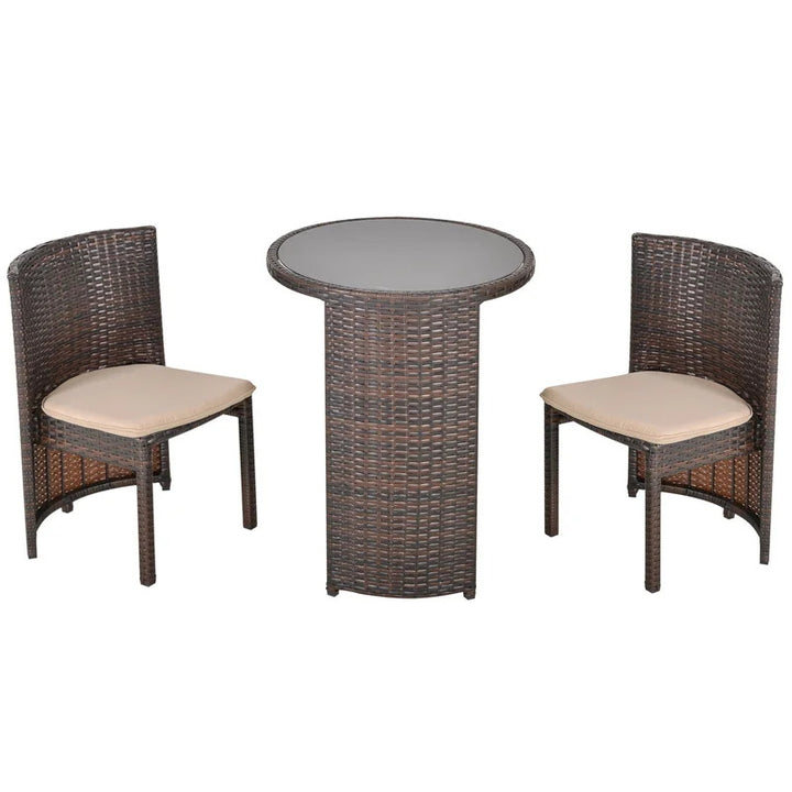 Dreamline Outdoor Furniture Garden Patio Seating Set 1+2 2 Chairs and Table Set Balcony Furniture Coffee Table Set(Brown)