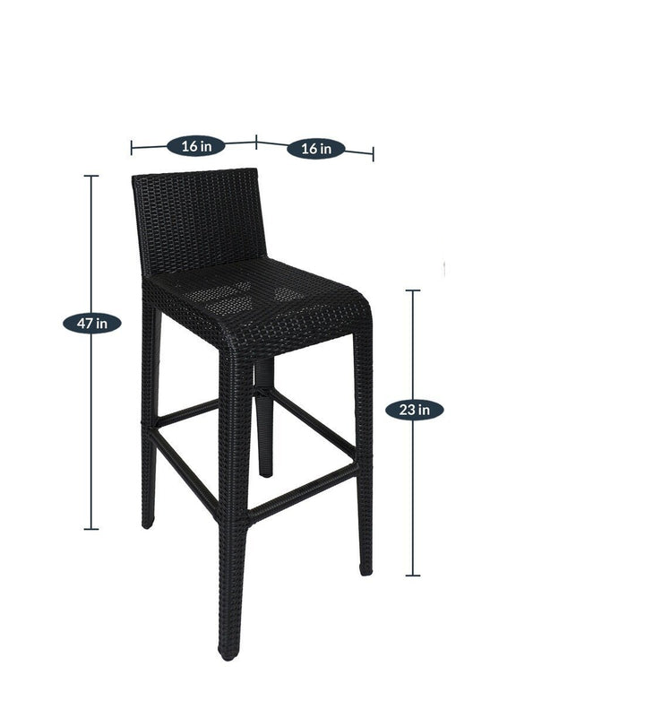 Betta Outdoor Patio Bar Sets 2 Chairs and 1 Table (Black)