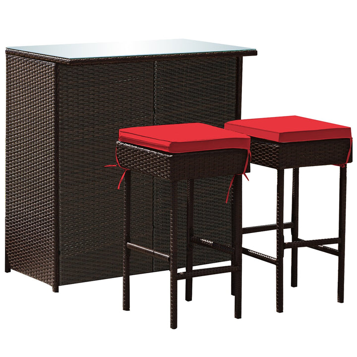 Dreamline Outdoor Bar Sets Garden Patio Bar Sets 1+2 2 Chairs and Table Set Balcony Bar Table Set (Dark Brown)