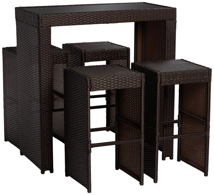Capone Outdoor Patio Bar Sets 4 Chairs and 1 Table (Dark Brown)