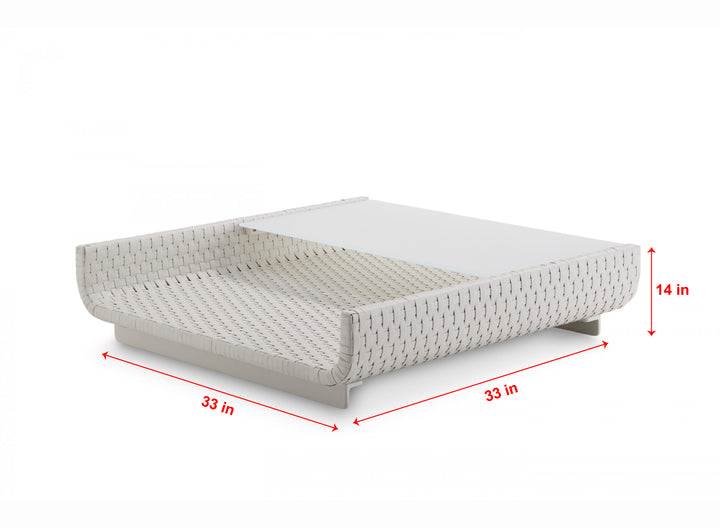 Aris Outdoor Garden Balcony Sofa Set 5 Seater ,1 Center Table With 1 Ottoman Set (White)