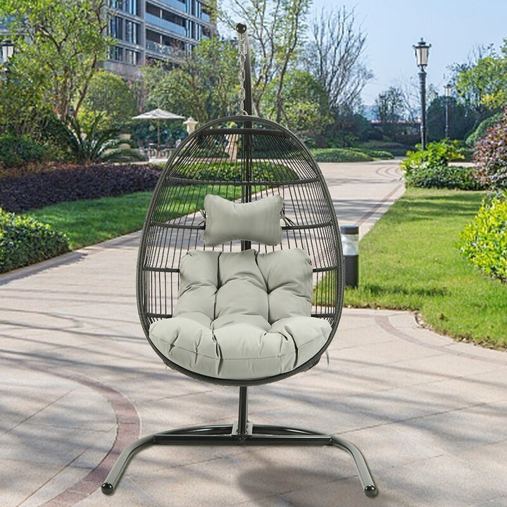 Dreamline Single Seater Hanging Swing With Stand For Balcony , Garden Swing (Black)
