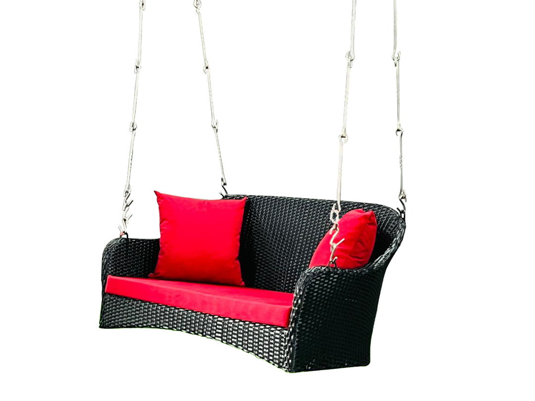 Mcdaniel Double Seater Hanging Swing Without Stand For Balcony , Garden Swing (Black + Red)