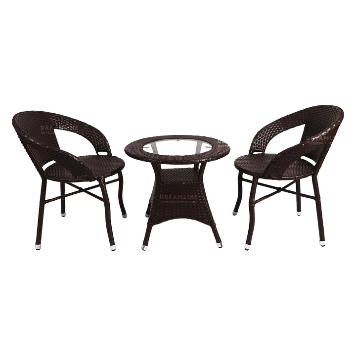 Dreamline Outdoor Furniture Garden Patio Seating Set 1+2 2 Chairs and Table Set Balcony Furniture Coffee Table Set ( Brown )