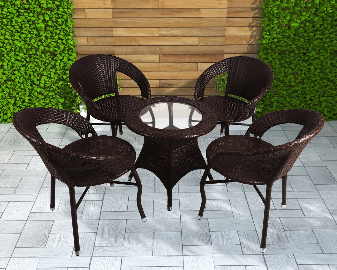 Emperor Outdoor Patio Seating Set 4 Chairs and 1 Table Set (Brown)