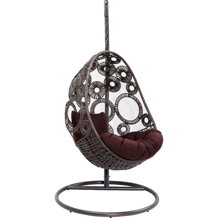 Trevisan Single Seater Hanging Swing With Stand For Balcony , Garden Swing (Dark Brown)