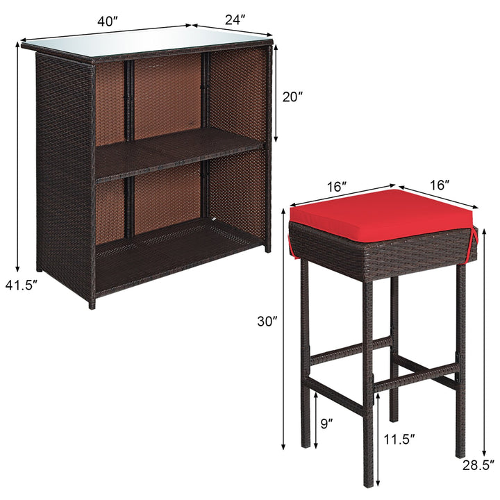 Dreamline Outdoor Bar Sets Garden Patio Bar Sets 1+2 2 Chairs and Table Set Balcony Bar Table Set (Dark Brown)
