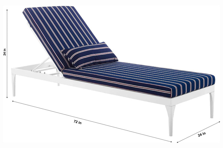 Mick Outdoor Swimming Poolside Lounger (White + Navy Blue ) Set of 2