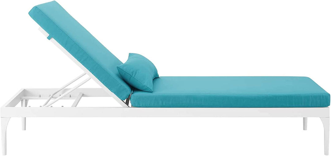 Clay Outdoor Swimming Poolside Lounger (White + Sky Blue )