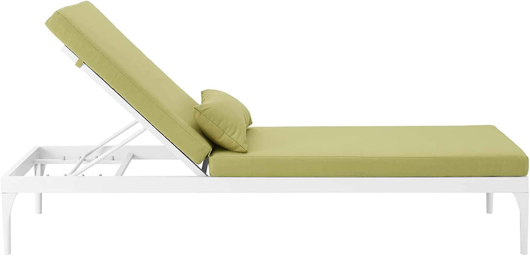 Eddie Outdoor Swimming Poolside Lounger (White +Green)