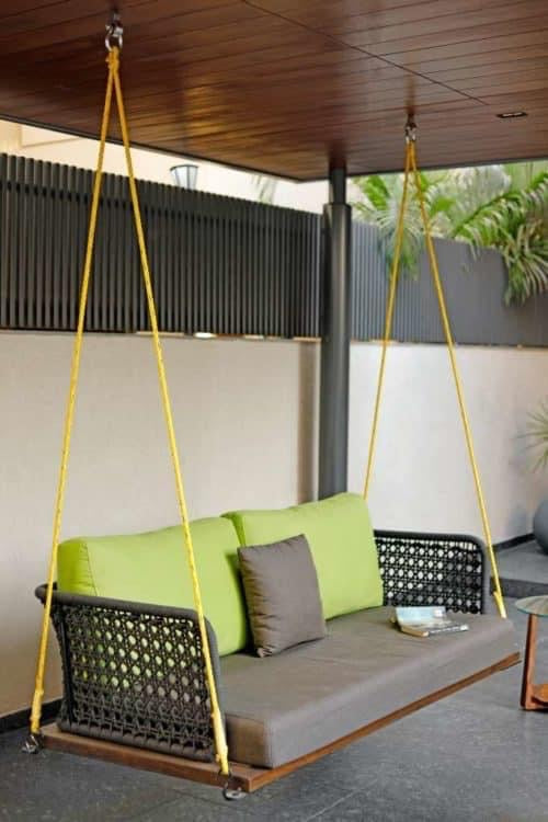 Mercado Double Seater Hanging Swing Without Stand For Balcony , Garden Swing (Grey) Braided & Rope