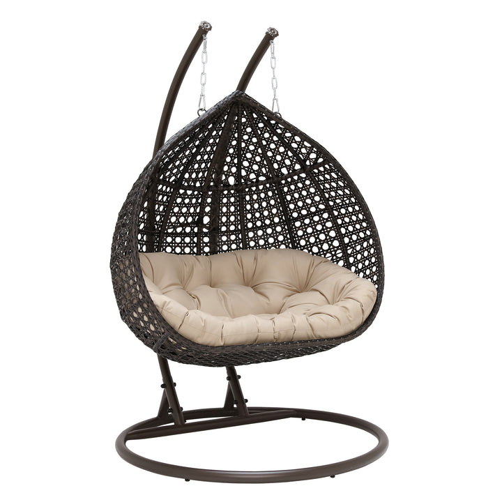 Dreamline Outdoor Furniture Double Seater Hanging Swing With Stand For Balcony , Garden Swing (Black)