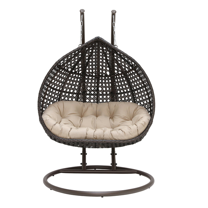 Dreamline Outdoor Furniture Double Seater Hanging Swing With Stand For Balcony , Garden Swing (Black)