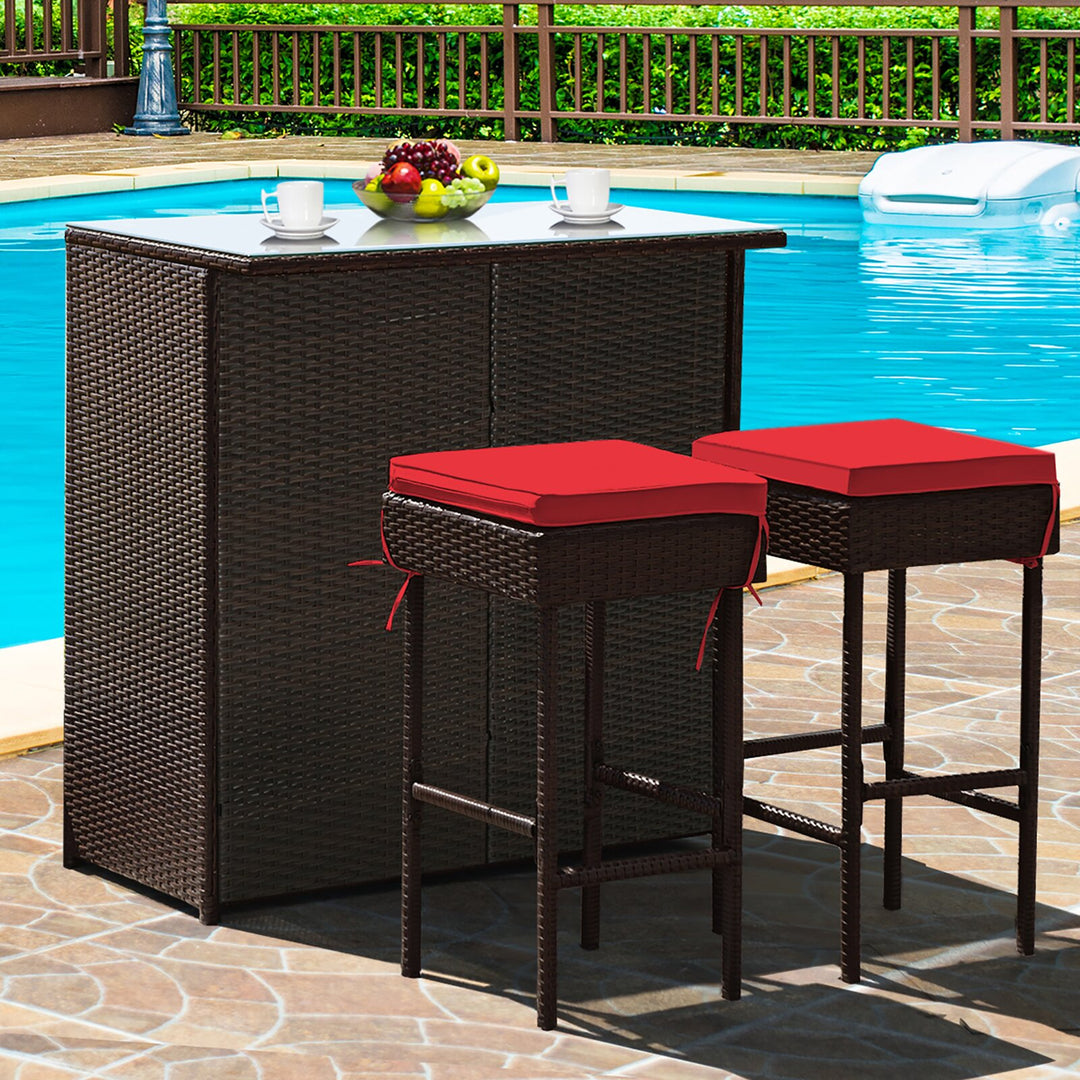 Dreamline Outdoor Bar Sets Garden Patio Bar Sets 1+2 2 Chairs and Table Set Balcony Bar Table Set (Dark Brown)