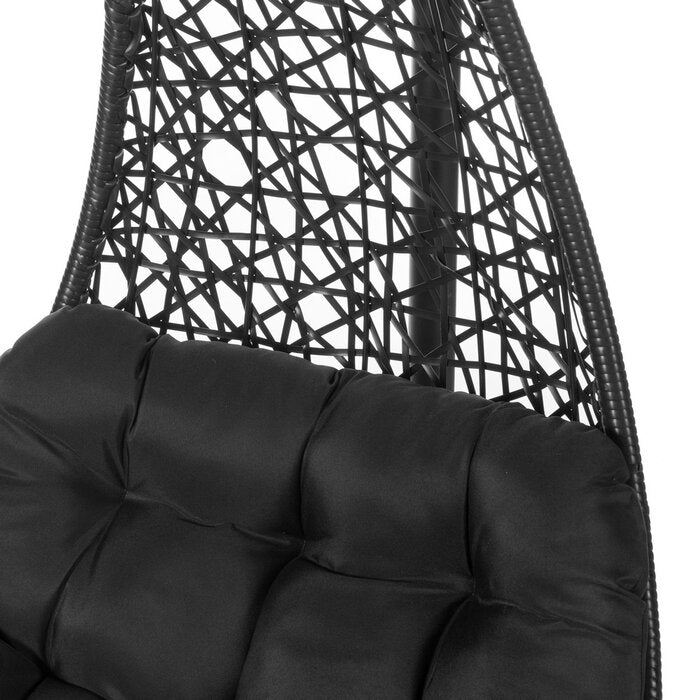 Kasa Single Seater Hanging Swing With Stand For Balcony , Garden (Black)