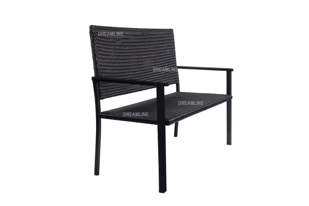 Franco Wicker 2 Seater Garden Bench for Outdoor Park - (Black)