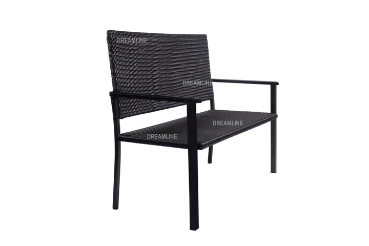 Viola Wicker 2 Seater and 1 Table Garden Bench for Outdoor Park - (Black)