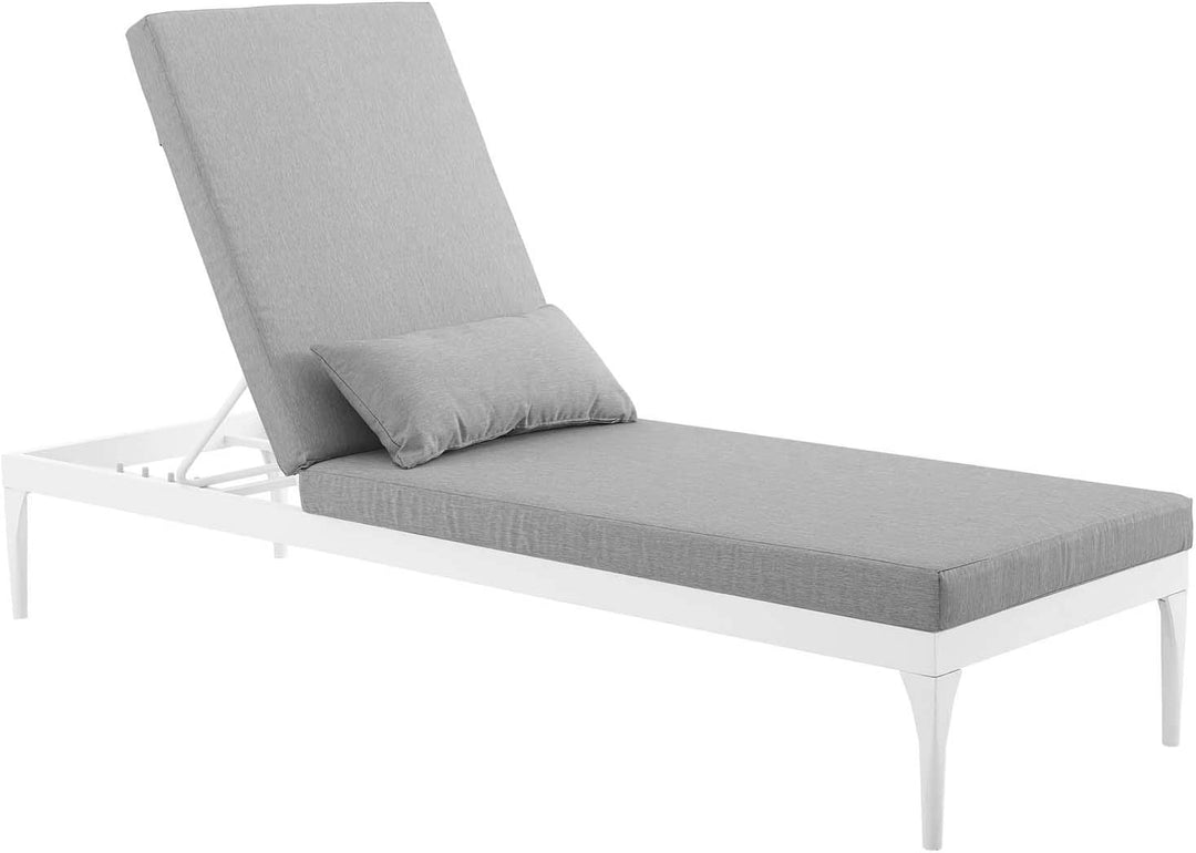 Dorian Outdoor Swimming Poolside Lounger (White + Gray) Set of 2