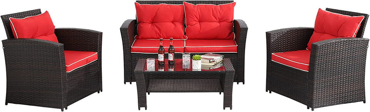 Fulvia Outdoor Sofa Set 2 Seater , 2 Single seater and 1 Center Table (Black + Red)