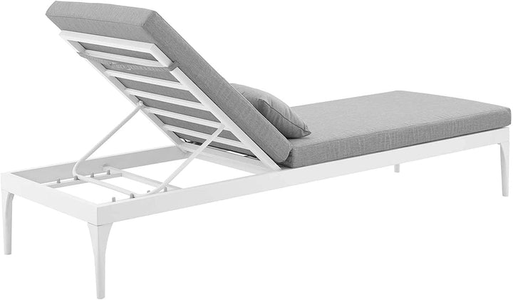 Dorian Outdoor Swimming Poolside Lounger (White + Gray) Set of 2