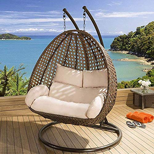 Rosannah Double Seater Hanging Swing With Stand For Balcony , Garden Swing (Gold)