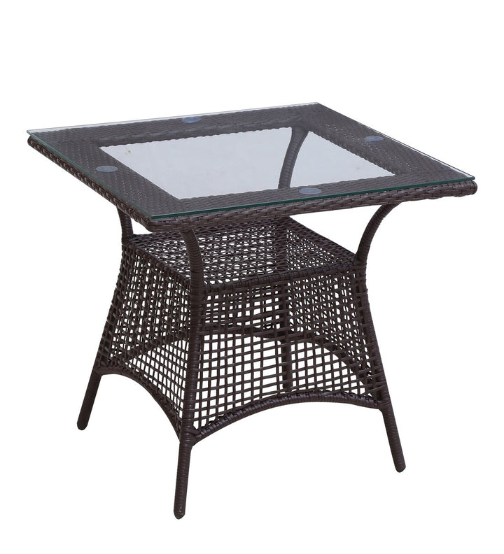 Dreamline Outdoor Furniture Garden Patio Seating Set 1+4 4 Chairs and Table Set Balcony Furniture Coffee Table Set (Dark Brown)