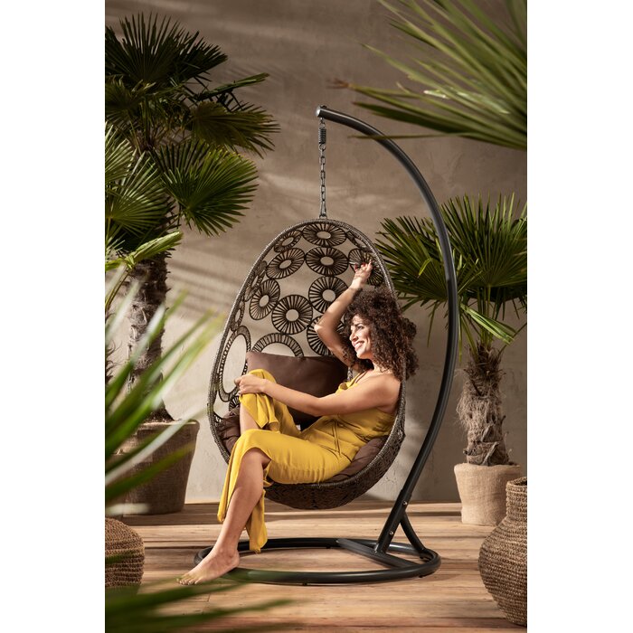 Trevisan Single Seater Hanging Swing With Stand For Balcony , Garden Swing (Dark Brown)