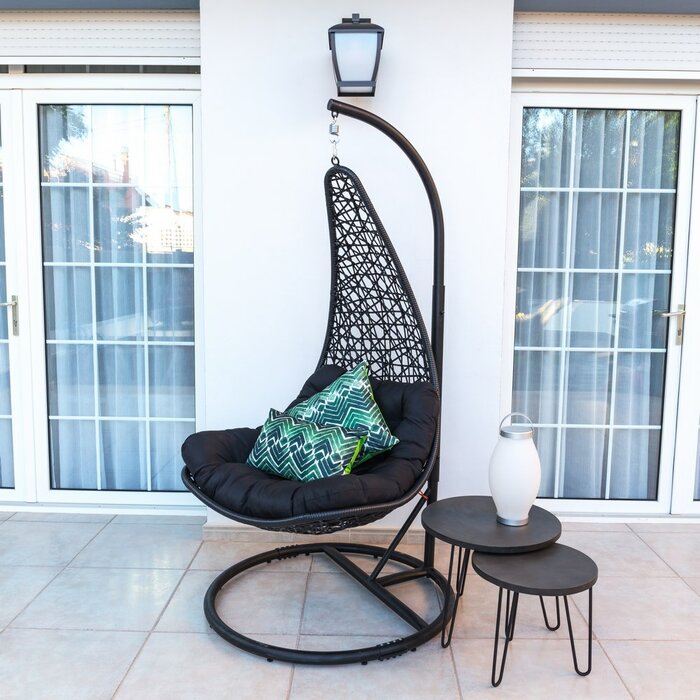 Kasa Single Seater Hanging Swing With Stand For Balcony , Garden (Black)