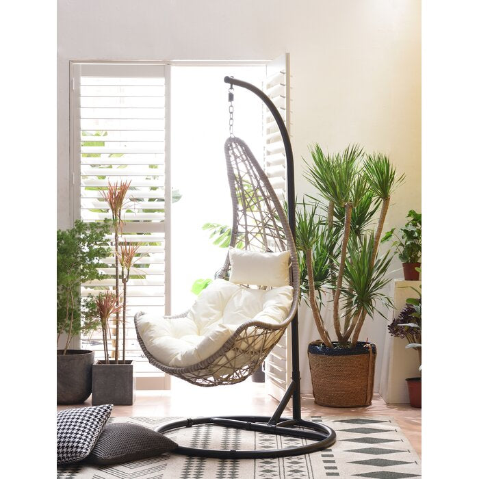 Anastasio Single Seater Hanging Swing With Stand For Balcony , Garden Swing (Sea shell)
