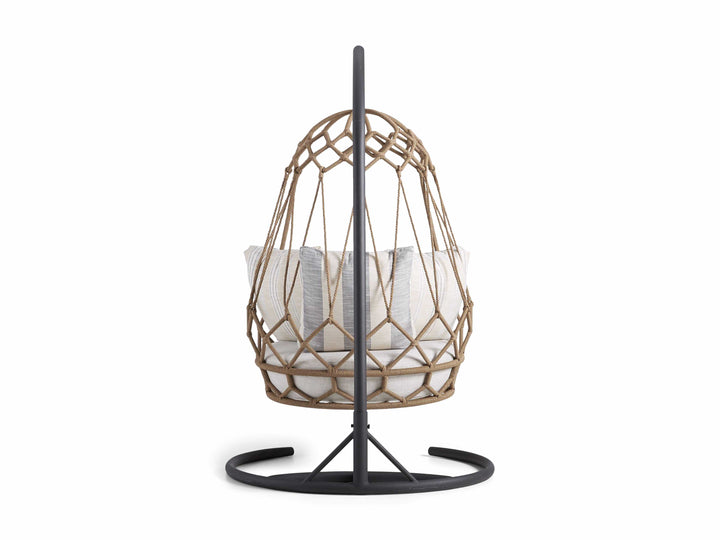 Fiona Single Seater Hanging Swing With Stand For Balcony , Garden (Natural Brown) Braided & Rope