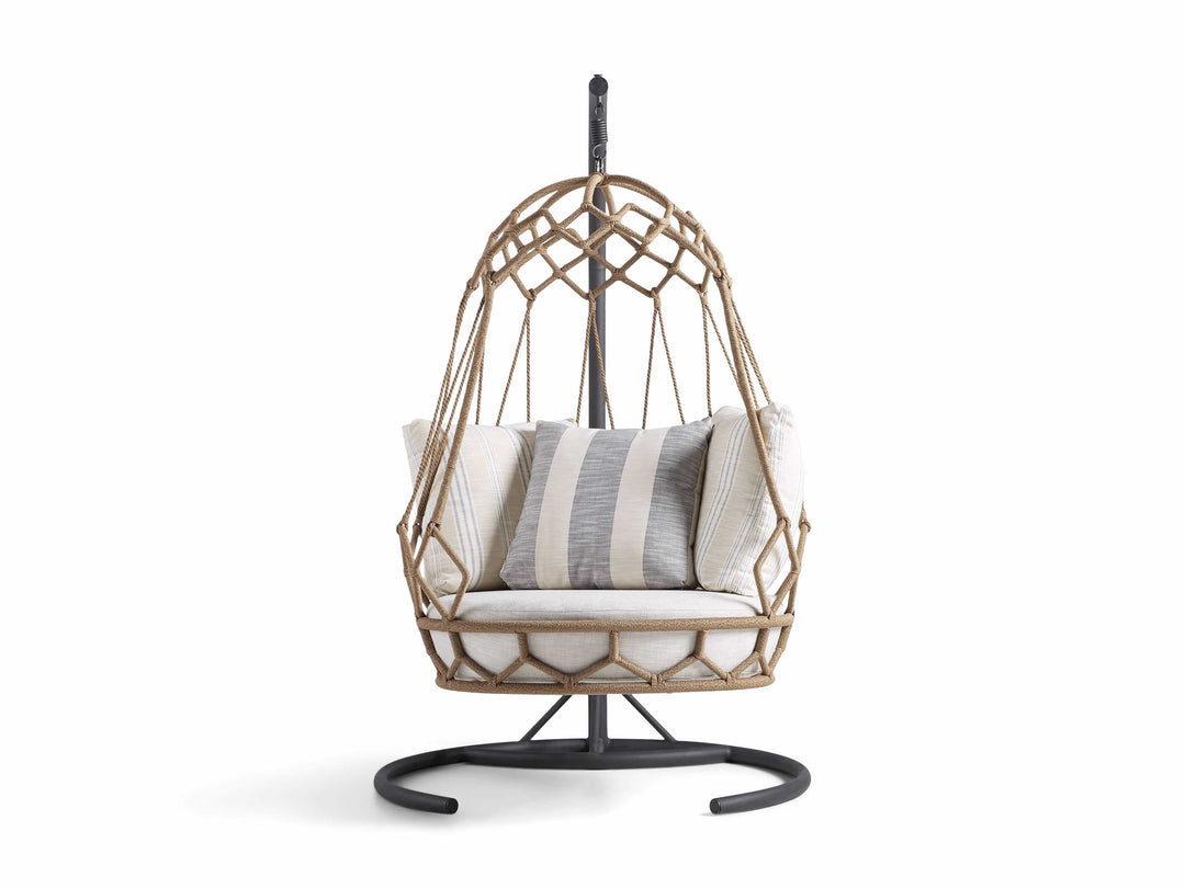 Fiona Single Seater Hanging Swing With Stand For Balcony , Garden (Natural Brown) Braided & Rope