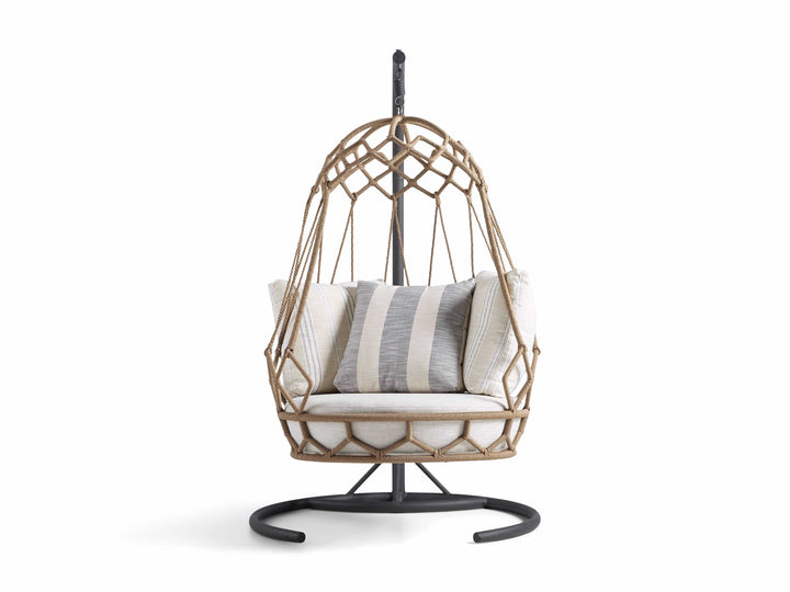 Fiona Single Seater Hanging Swing With Stand For Balcony , Garden (Natural Brown) Braided & Rope