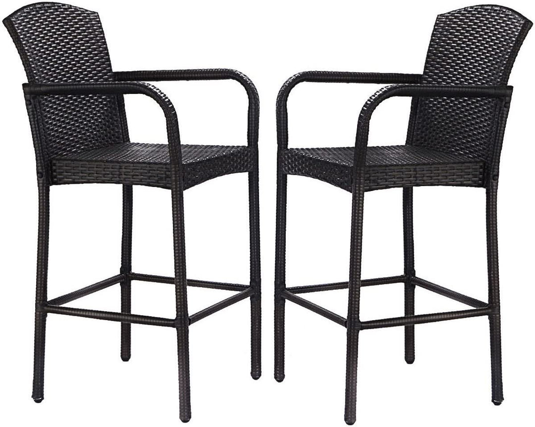 Anselmo Outdoor Patio Bar Chair 2 Chairs For Balcony (Dark Brown)