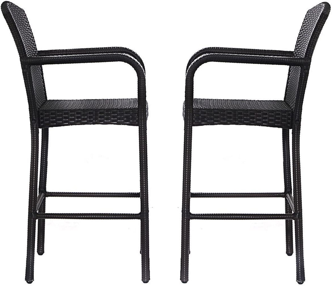 Anselmo Outdoor Patio Bar Chair 2 Chairs For Balcony (Dark Brown)