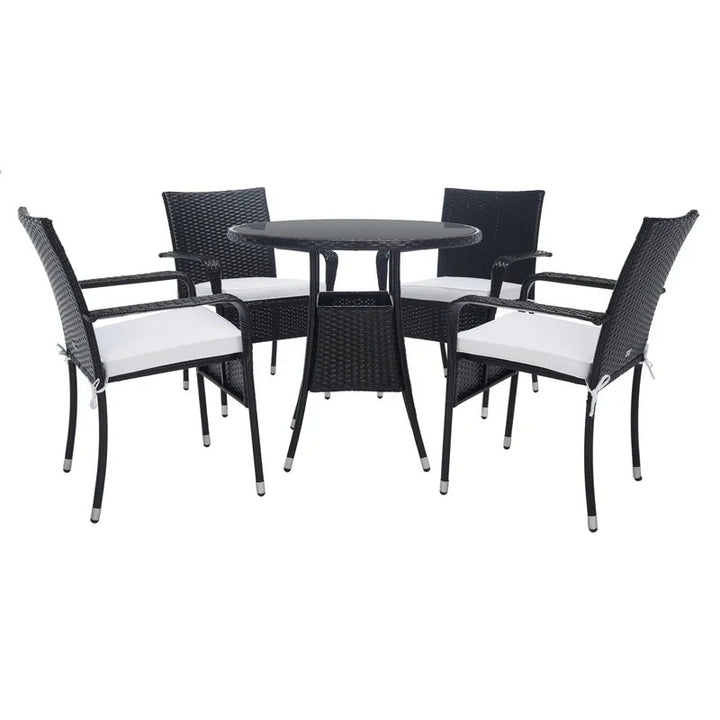 Dreamline Outdoor Furniture Garden Patio Seating Set 1+4 4 Chairs and Table Set Balcony Furniture Coffee Table Set(Black)