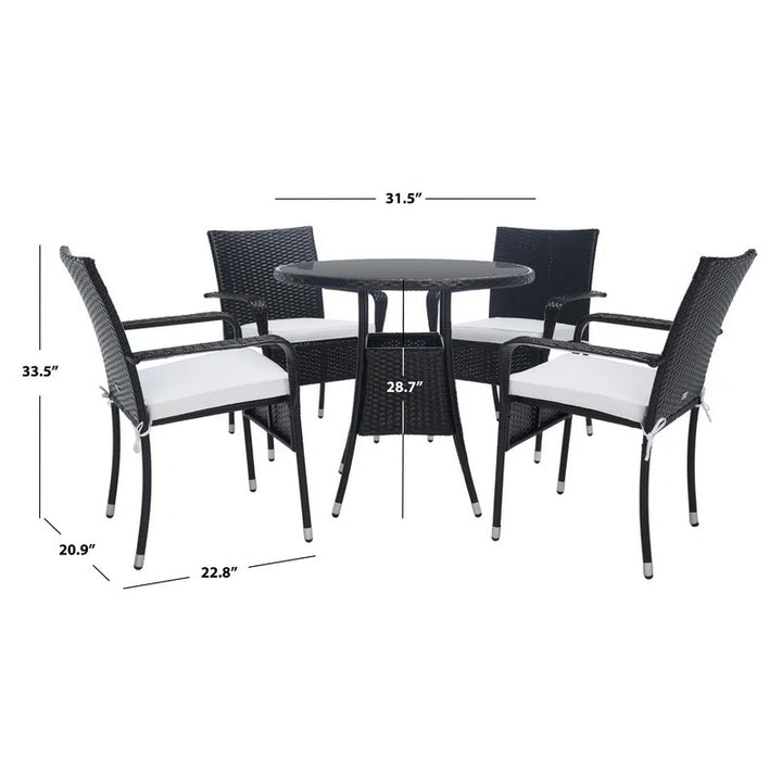 Dreamline Outdoor Furniture Garden Patio Seating Set 1+4 4 Chairs and Table Set Balcony Furniture Coffee Table Set(Black)