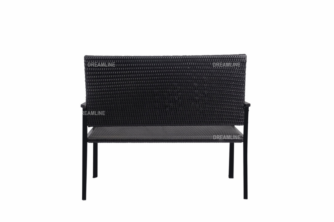 Viola Wicker 2 Seater and 1 Table Garden Bench for Outdoor Park - (Black)