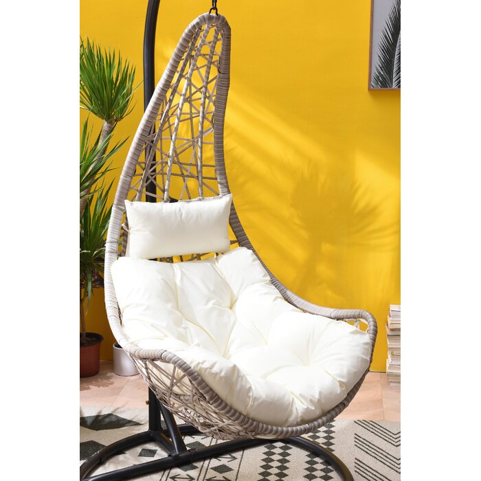Anastasio Single Seater Hanging Swing With Stand For Balcony , Garden Swing (Sea shell)