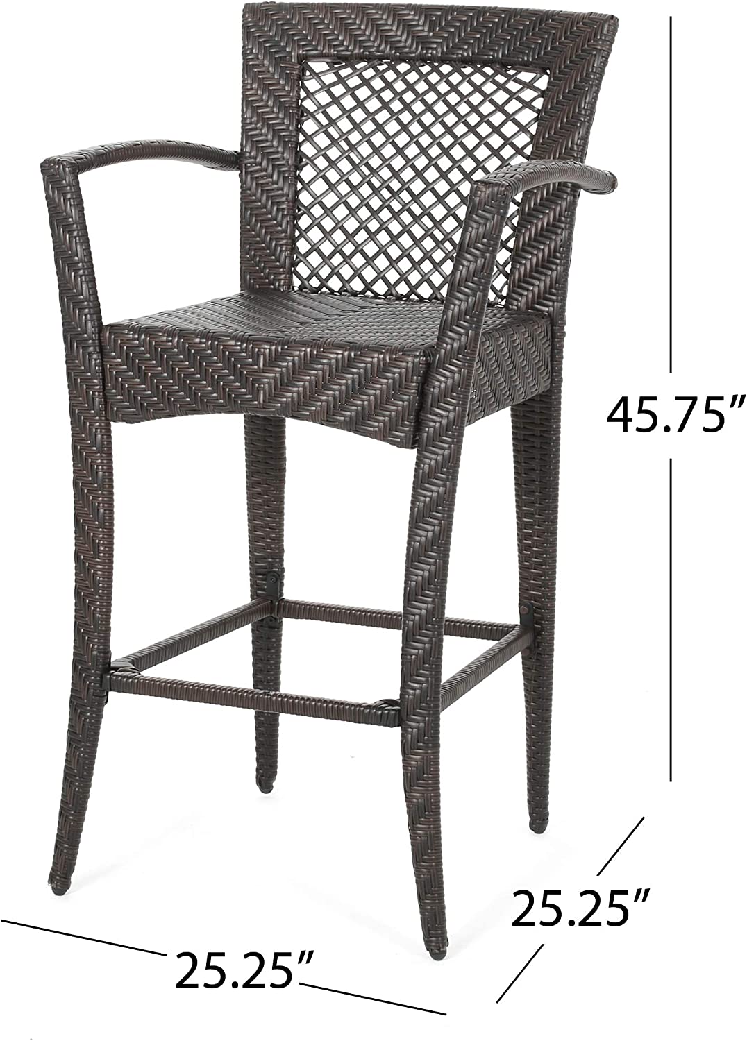 Dreamline Outdoor Bar Chair Garden Patio Bar stool 2 Chairs For Balcony (BROWN)