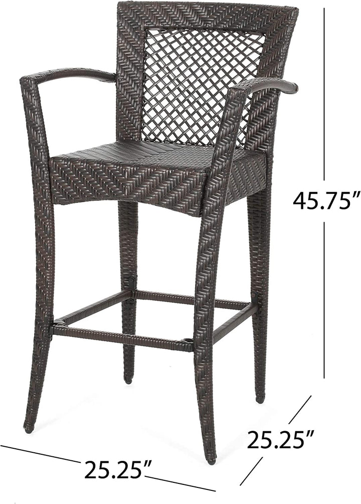 Severino Outdoor Patio Bar Chair 4 Chairs For Balcony (Brown)