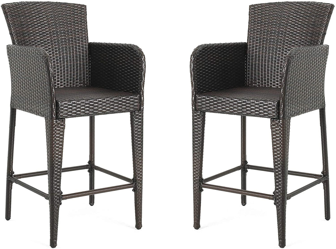 Quirino Outdoor Patio Bar Chair 2 Chairs For Balcony (Brown)