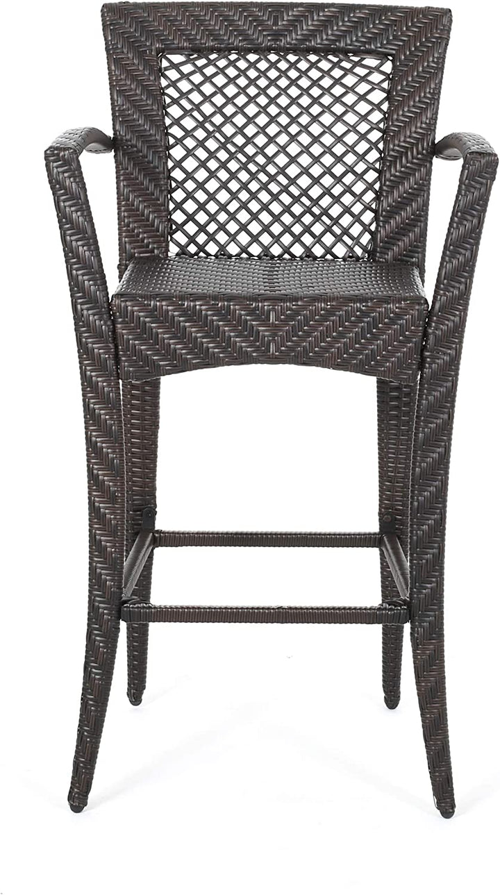 Severino Outdoor Patio Bar Chair 4 Chairs For Balcony (Brown)