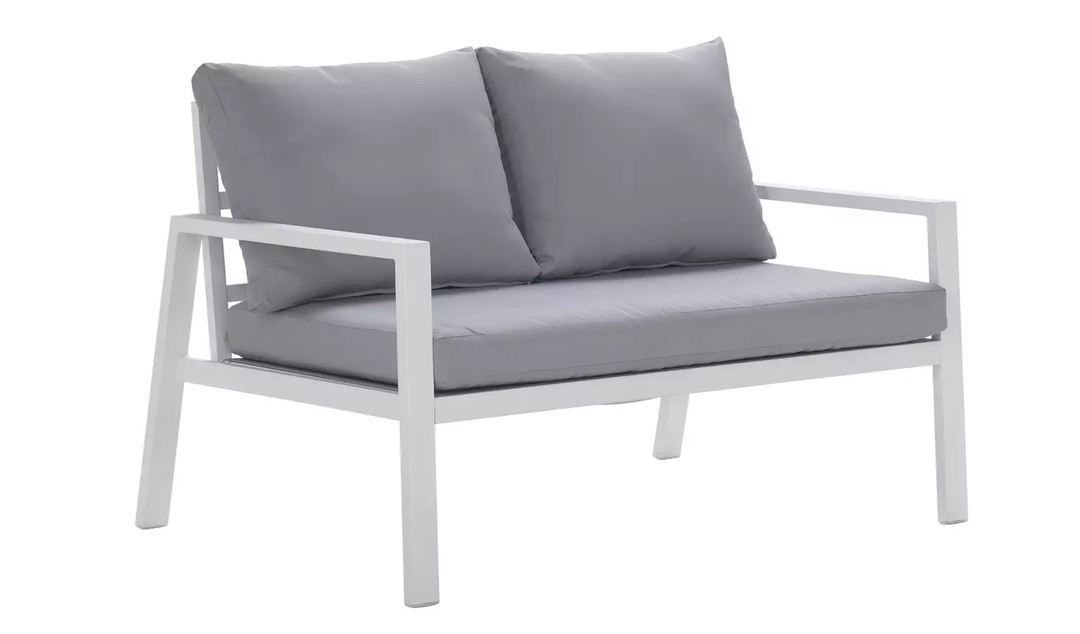 Dona Outdoor Sofa Set 2 Seater, 2 Single seater and 1 Center Table (White + Grey)