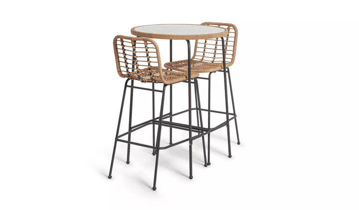 Andrew Outdoor Bar Sets 2 Chairs and 1 Table (Honey + Dark Grey)