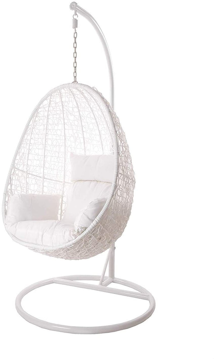 Giulietta Single Seater Hanging Swing With Stand For Balcony , Garden Swing (White)