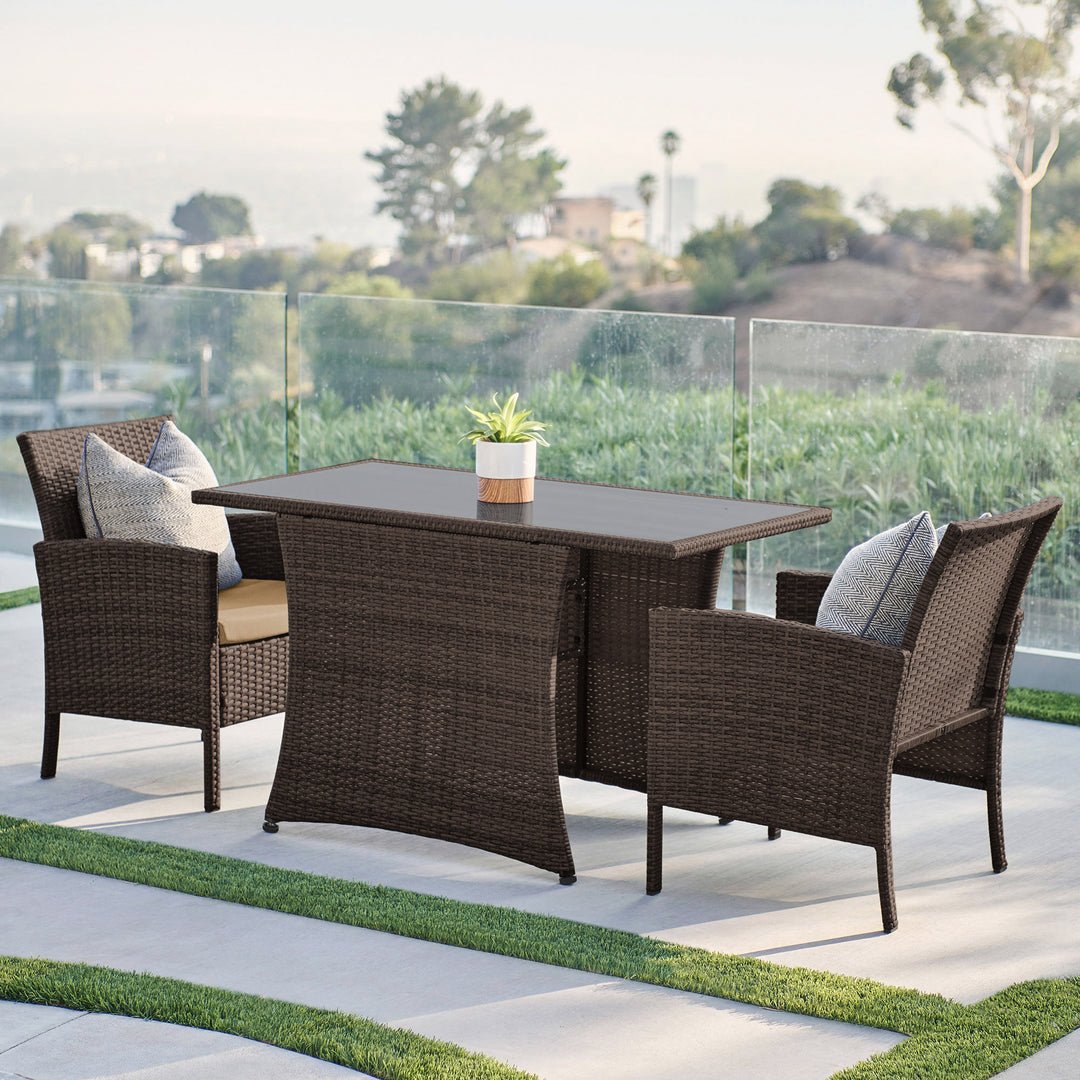 Dreamline Outdoor Furniture Garden Patio Seating Set 1+2 2 Chairs and Table Set Balcony Furniture Coffee Table Set(Brown)